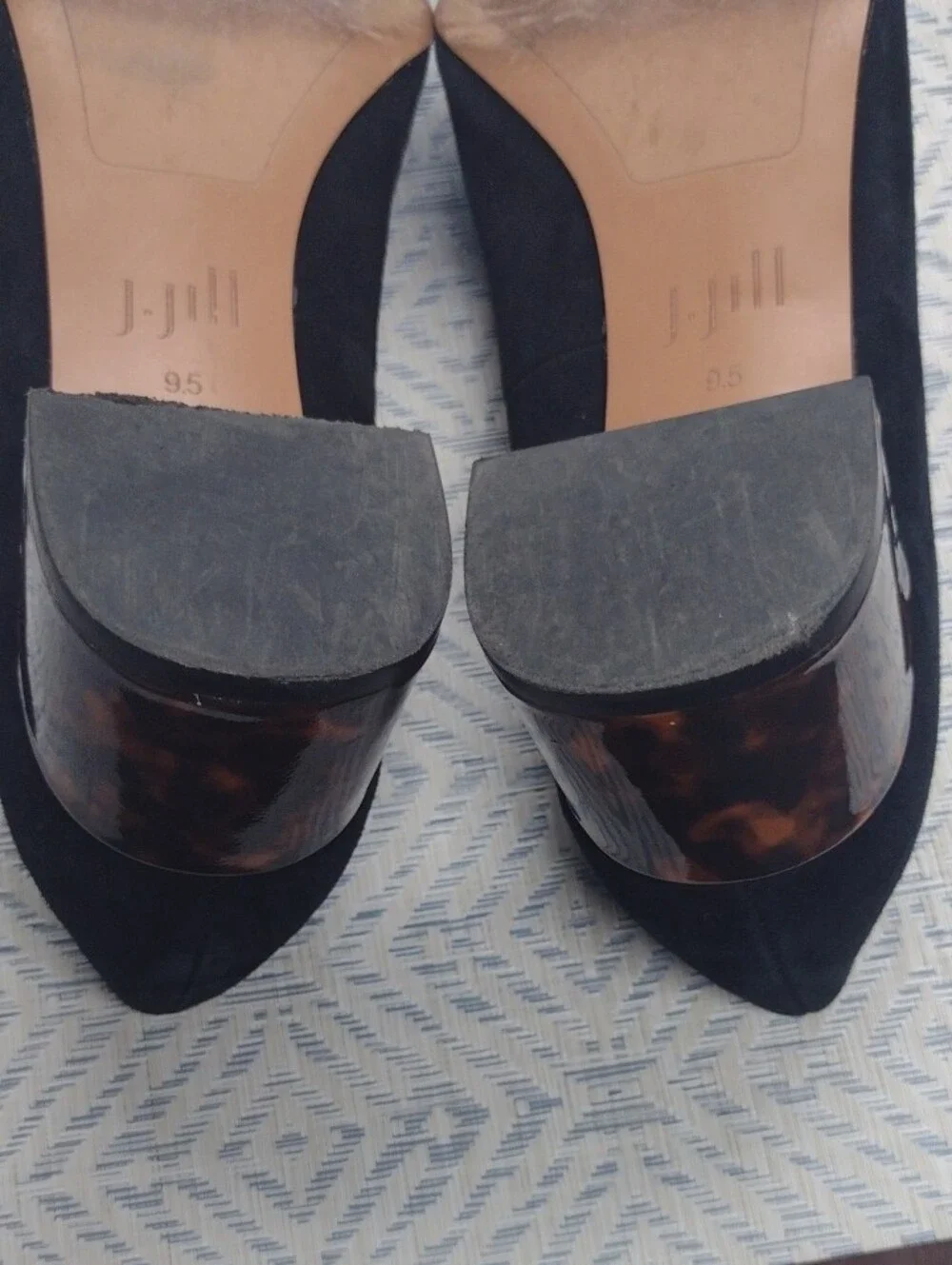 J. Jill Black Suede Block Heel Pumps with Tortoiseshell Heel